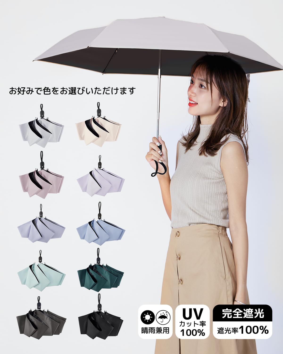 콘치와 Ultra AIR 189g-199g 완전차광 자동 접이식 양우산 클래식그레이 이미지 2