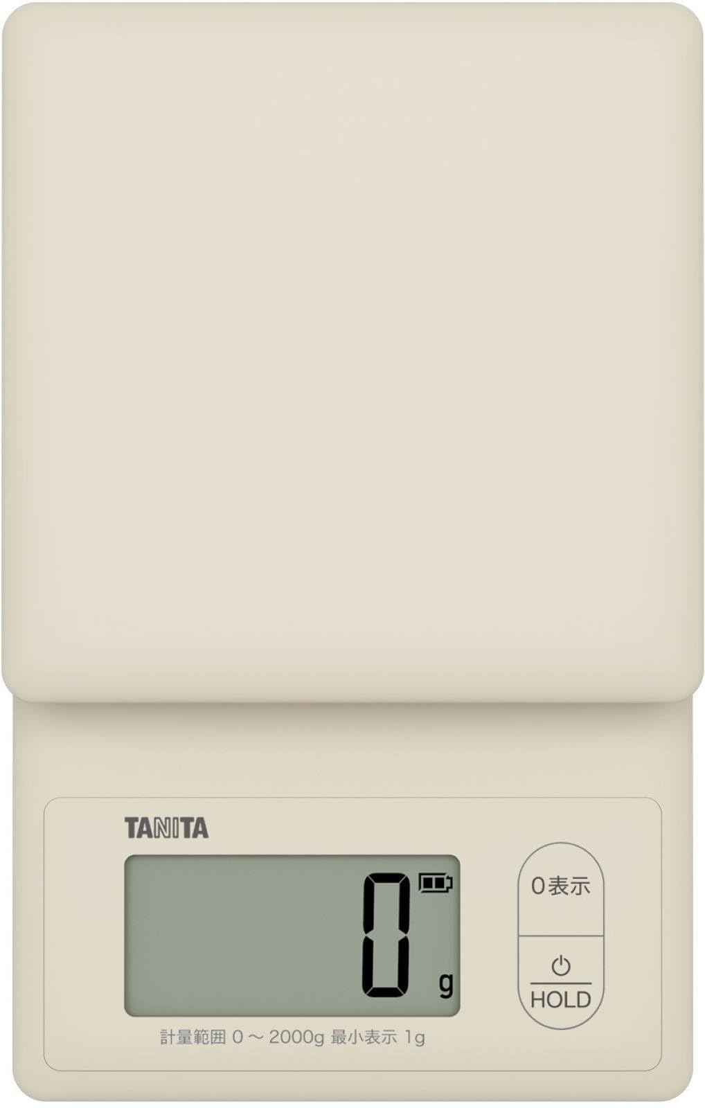타니타 KW-2G01 베이지 2kg 방수 디지털 주방저울 1g 단위 2kg까지